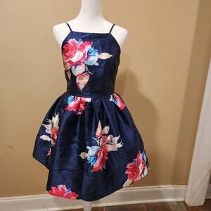 Navy Floral Print Dress